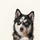 Kenai, la mascotte de SOLIS, avec sa loupe